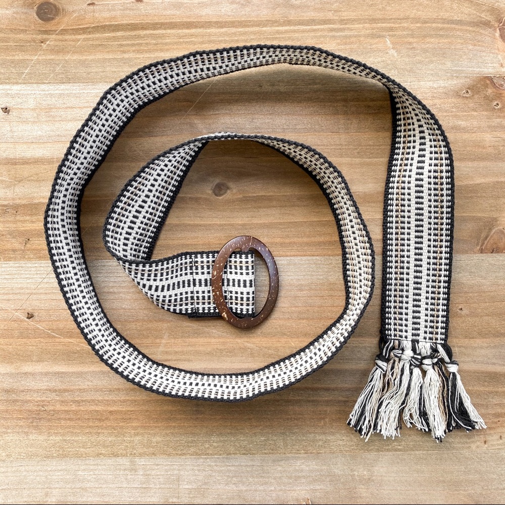 Vintage Style Woven Coconut Ring Loop Belt Boho